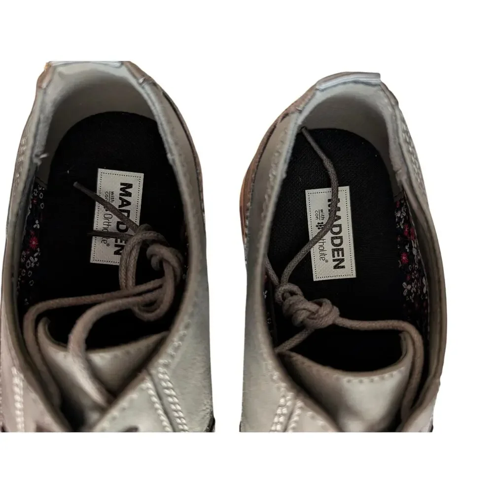 Madden Oxford M-Allou Mens 8 Grey Nubuck Lightweight Lace Up Dress‎ Shoes NWB